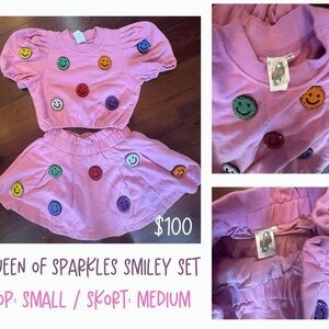 Queen of Sparkles Purple Smiley Skort Set